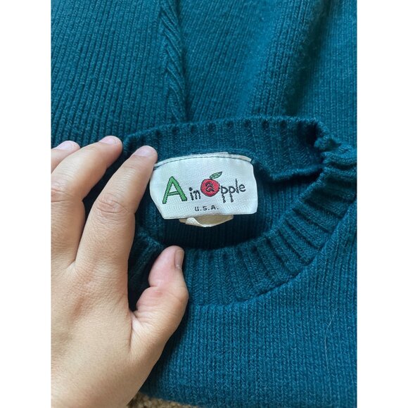 VTG A. in Apple Baby Boy Size L Baby Long Sleeve Sweater Blue Acrylic 90s - Picture 4 of 6